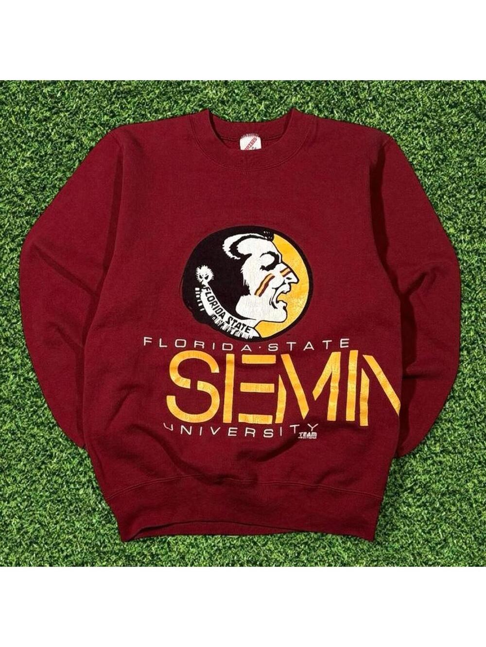 90s Florida State Seminoles Red Yellow Crewneck Made USA Size M